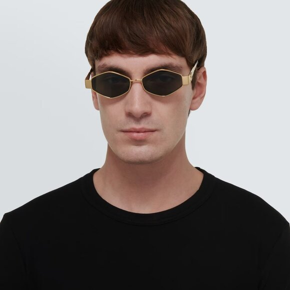 Celine TRIOMPHE Men Sunglasses Gold Green CL40254U 30N NEW AUTHENTIC - Picture 9 of 14